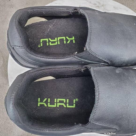 Kuru Shoes Womens Size 8 Wide Kivi Black Leather Slip-On Anatomical Toe Clogs - Picture 8 of 9